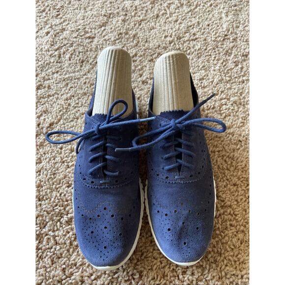 Cole Haan Zerogrand Blue Suede Lace Up Wingtip Athletic Shoes Sneakers Womens 6 - Picture 1 of 15